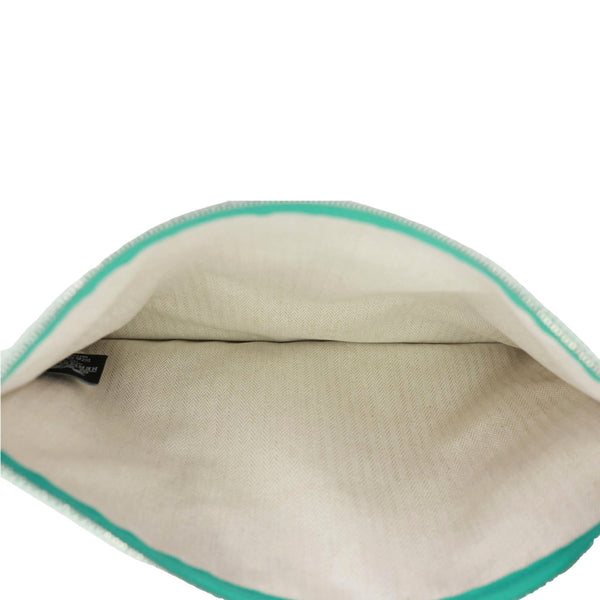 HERMES Embroidery H Toile Canvas Pouch Green