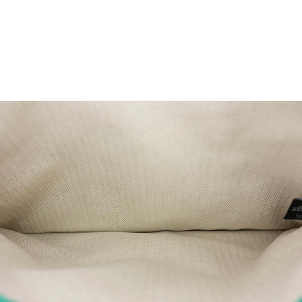 HERMES Embroidery H Toile Canvas Pouch Green