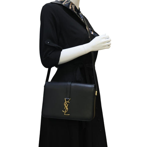 YVES SAINT LAURENT Universite Smooth Calfskin Leather Shoulder Bag Black