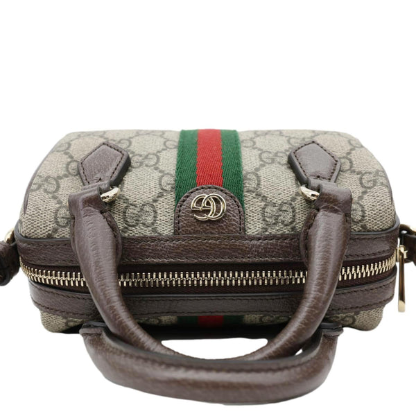 GUCCI Ophidia Mini GG Supreme Canvas Boston Shoulder Bag Beige 838478