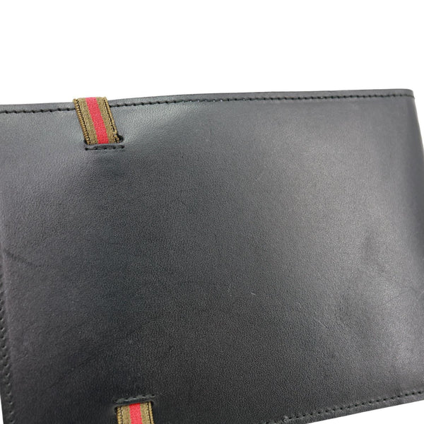 GUCCI Sherry Line Web Leather Day Planner Black