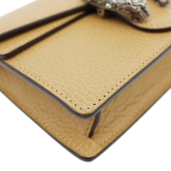 GUCCI Dionysus Mini Leather Crossbody Bag Beige 476432