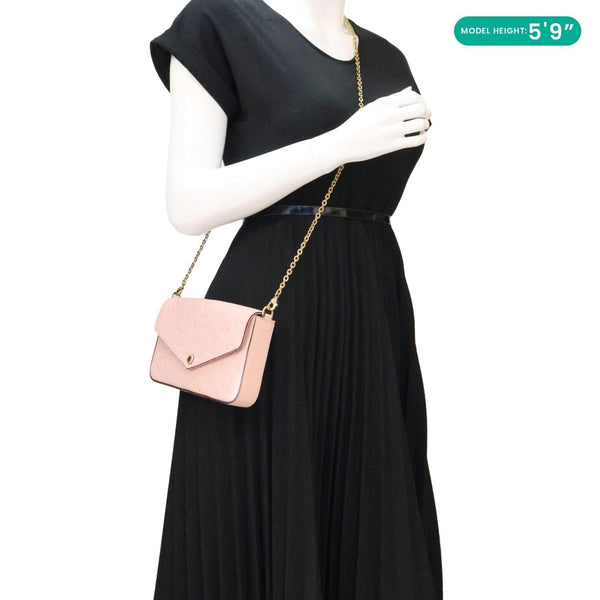 LOUIS VUITTON Felicie Pochette Monogram Empreinte Crossbody Bag Rose Poudre
