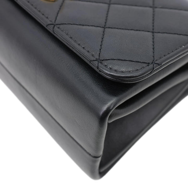 CHANEL Pearl Boy Flap Mini Quilted Calfskin Leather Chain Crossbody Bag Black