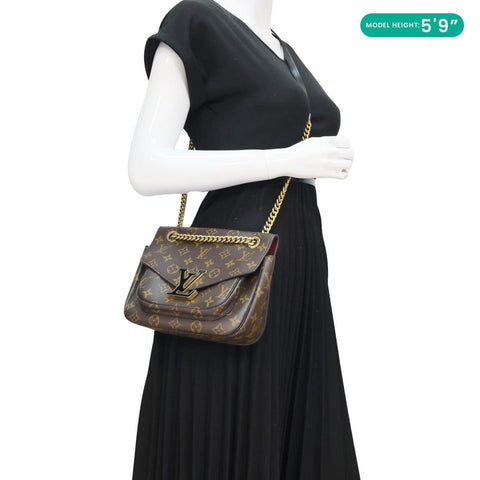 LOUIS VUITTON Passy NM Monogram Canvas Shoulder Bag Brown