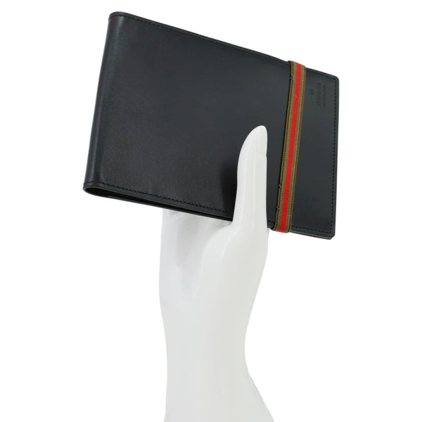GUCCI Sherry Line Web Leather Day Planner Black