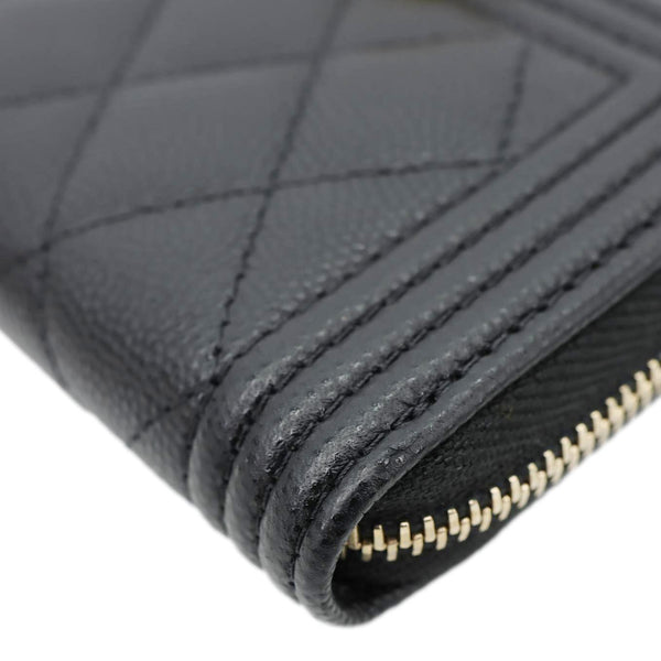 CHANEL Boy Small Caviar Leather Zip Around Wallet Black