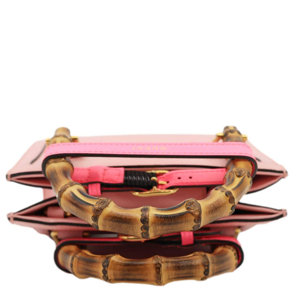 GUCCI Diana NM Bamboo Mini Leather Tote Bag Pink 655661