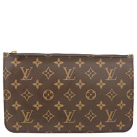 LOUIS VUITTON Neverfull Monogram Canvas Wristlet Pouch Brown