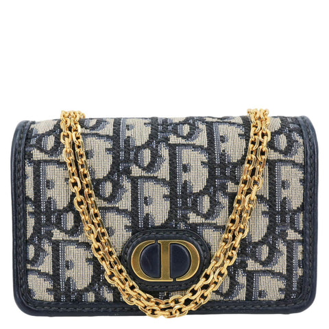 CHRISTIAN DIOR 30 Montaigne 2 In 1 Nano Jacquard Oblique Pouch Blue