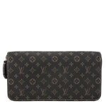 LOUIS VUITTON Monogram Mini Lin Canvas Zippy Wallet Brown