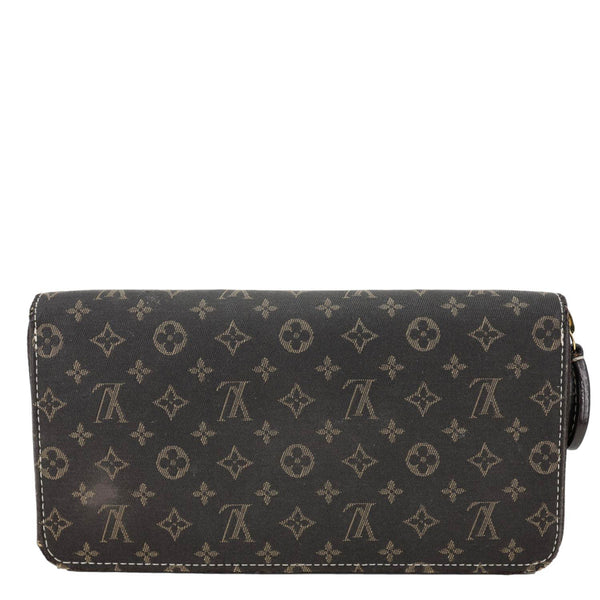 LOUIS VUITTON Monogram Mini Lin Canvas Zippy Wallet Brown