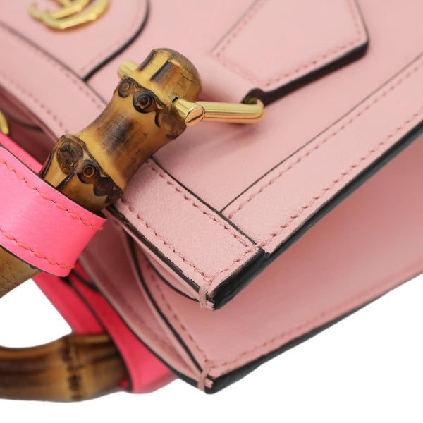 GUCCI Diana NM Bamboo Mini Leather Tote Bag Pink 655661