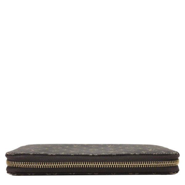 LOUIS VUITTON Monogram Mini Lin Canvas Zippy Wallet Brown