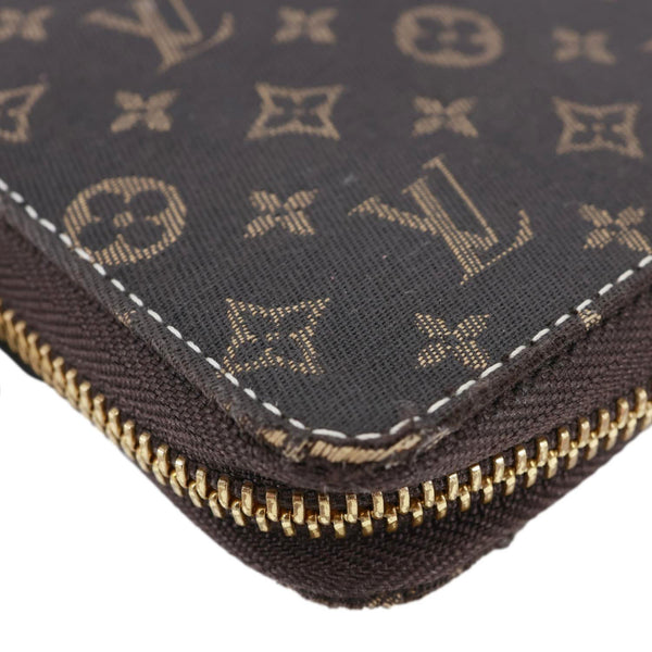 LOUIS VUITTON Monogram Mini Lin Canvas Zippy Wallet Brown