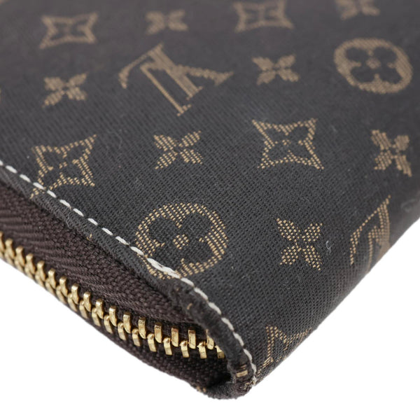 LOUIS VUITTON Monogram Mini Lin Canvas Zippy Wallet Brown