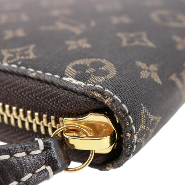 LOUIS VUITTON Monogram Mini Lin Canvas Zippy Wallet Brown