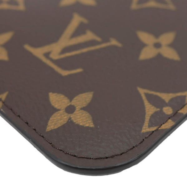 LOUIS VUITTON Neverfull Monogram Canvas Wristlet Pouch Brown