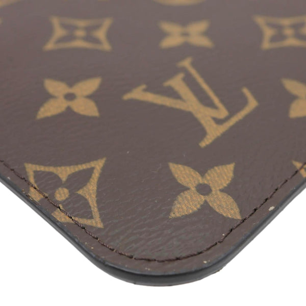 LOUIS VUITTON Neverfull Monogram Canvas Wristlet Pouch Brown