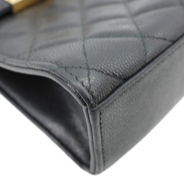 CHANEL Golden Class Quilted Caviar Leather Phone Holder Black