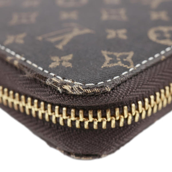 LOUIS VUITTON Monogram Mini Lin Canvas Zippy Wallet Brown