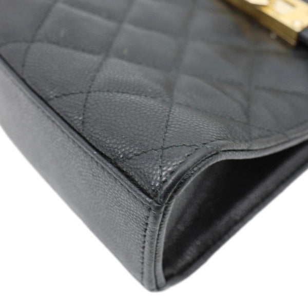 CHANEL Golden Class Quilted Caviar Leather Phone Holder Black