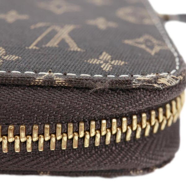 LOUIS VUITTON Monogram Mini Lin Canvas Zippy Wallet Brown