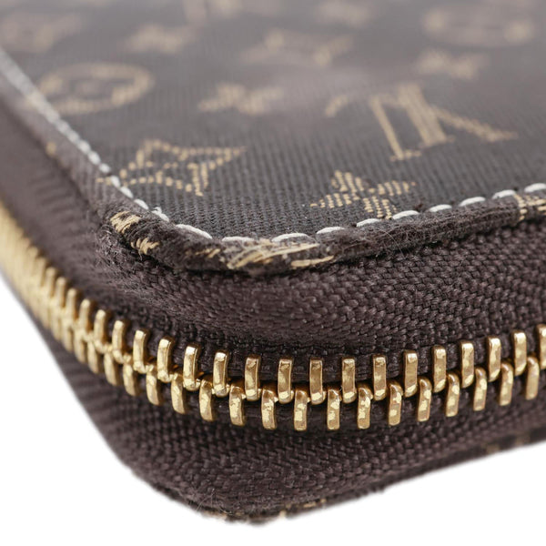 LOUIS VUITTON Monogram Mini Lin Canvas Zippy Wallet Brown