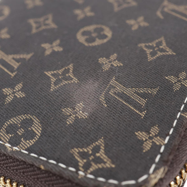 LOUIS VUITTON Monogram Mini Lin Canvas Zippy Wallet Brown