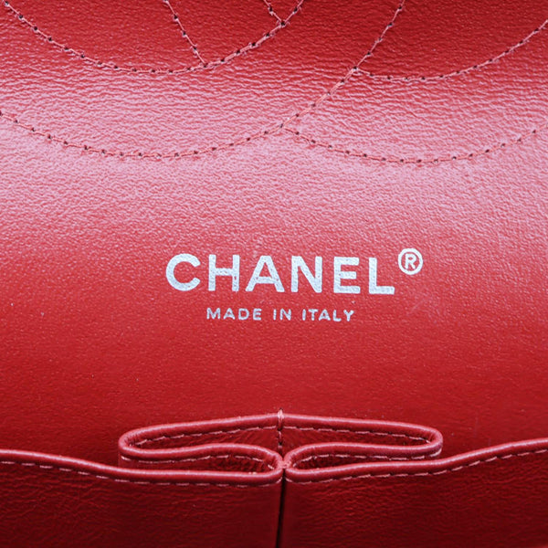 CHANEL Classic Jumbo Double Flap Quilted Caviar Leather Shoulder Bag Red