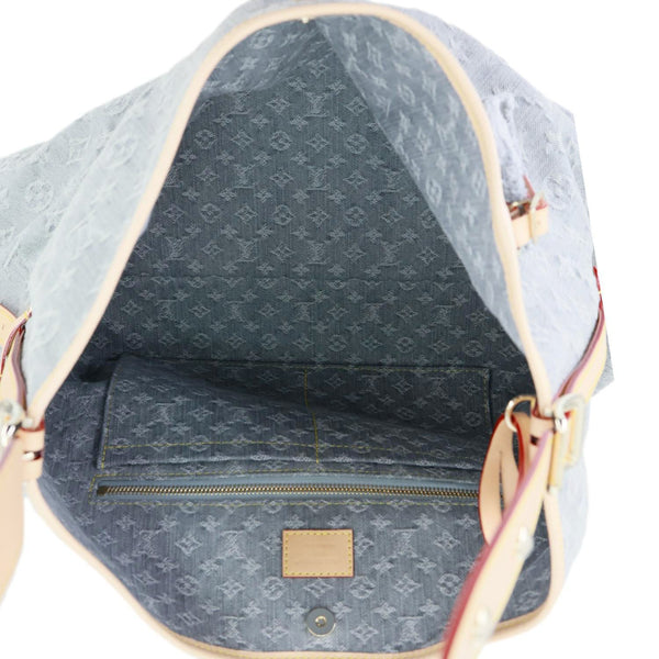 LOUIS VUITTON CarryAll MM Monogram Denim Shoulder Bag Washed Grey