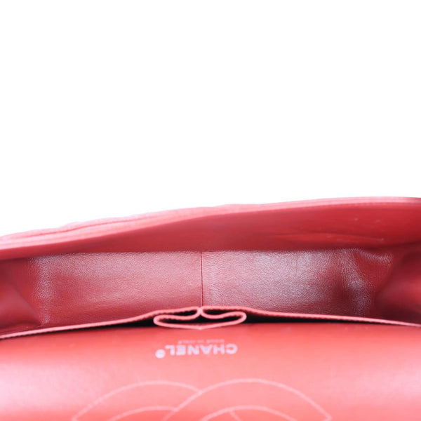 CHANEL Classic Jumbo Double Flap Quilted Caviar Leather Shoulder Bag Red