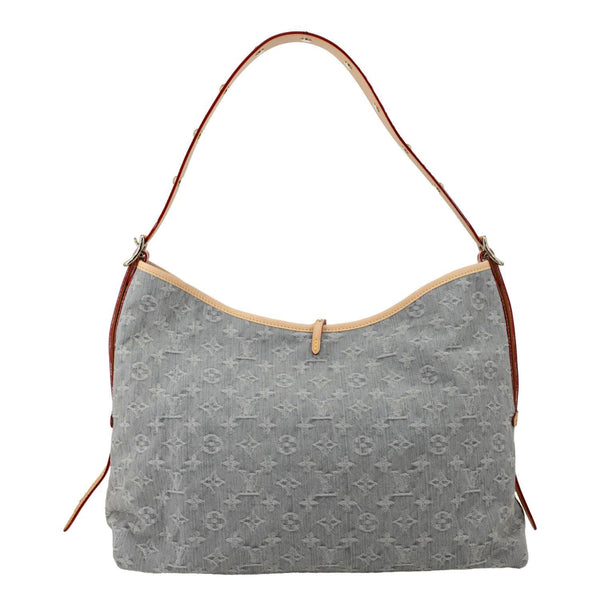 LOUIS VUITTON CarryAll MM Monogram Denim Shoulder Bag Washed Grey