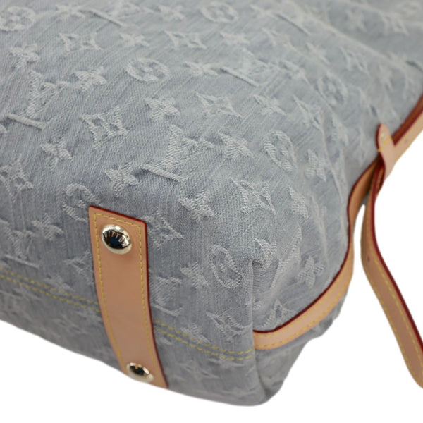 LOUIS VUITTON CarryAll MM Monogram Denim Shoulder Bag Washed Grey
