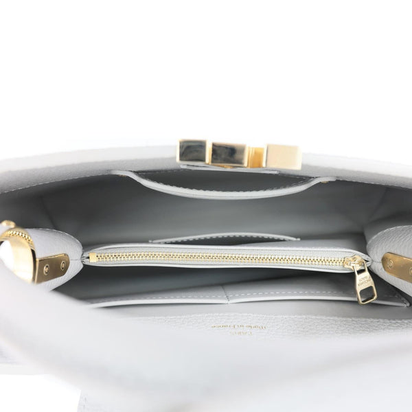 LOUIS VUITTON Capucines BB Taurillon Leather Crossbody Bag Gray