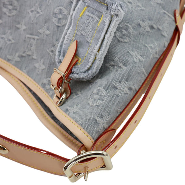 LOUIS VUITTON CarryAll MM Monogram Denim Shoulder Bag Washed Grey