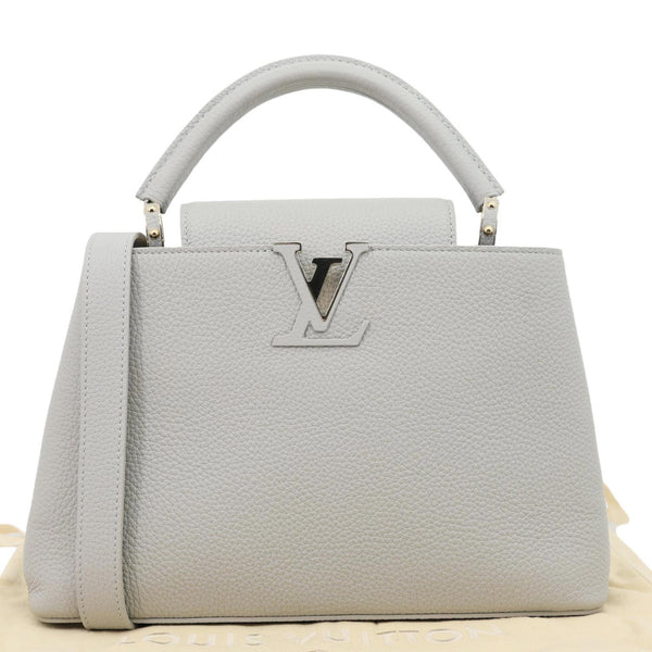 LOUIS VUITTON Capucines BB Taurillon Leather Crossbody Bag Gray
