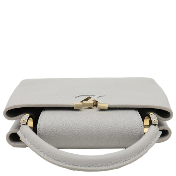 LOUIS VUITTON Capucines BB Taurillon Leather Crossbody Bag Gray