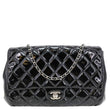 Chanel Flap Quilted Patent Leather Clutch With Chain Shoulder Bag Black