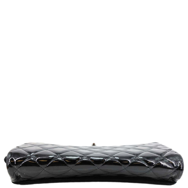 Chanel Flap Quilted Patent Leather Clutch With Chain Shoulder Bag Black