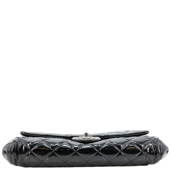 Chanel Flap Quilted Patent Leather Clutch With Chain Shoulder Bag Black