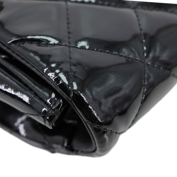Chanel Flap Quilted Patent Leather Clutch With Chain Shoulder Bag Black