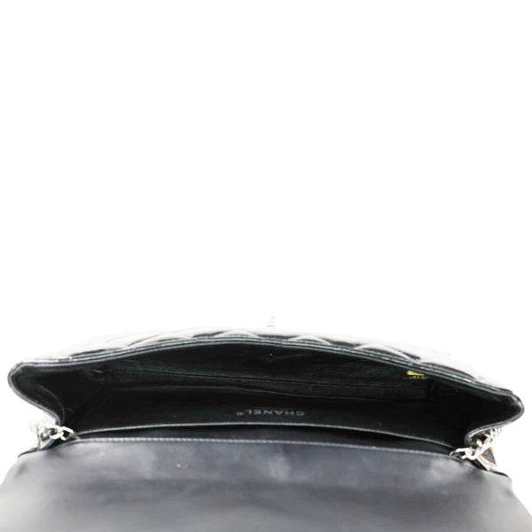 Chanel Flap Quilted Patent Leather Clutch With Chain Shoulder Bag Black