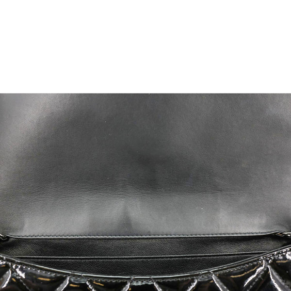 Chanel Flap Quilted Patent Leather Clutch With Chain Shoulder Bag Black