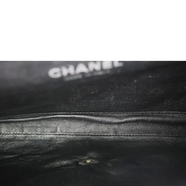 Chanel Flap Quilted Patent Leather Clutch With Chain Shoulder Bag Black