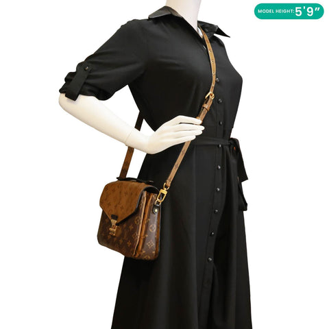 LOUIS VUITTON Metis Pochette Reverse Monogram Canvas Crossbody Bag Brown
