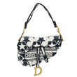 CHRISTIAN DIOR Saddle Embroidered Stars Canvas Hobo Bag White