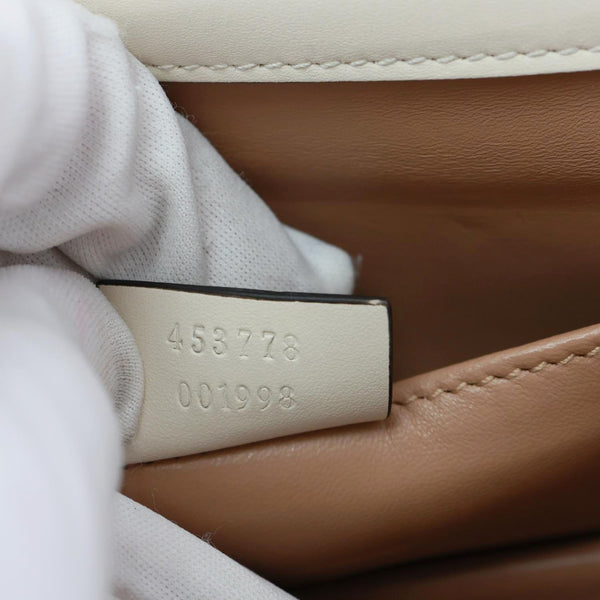 GUCCI Broadway Pearl Bee Mini Leather Shoulder Bag White 453778