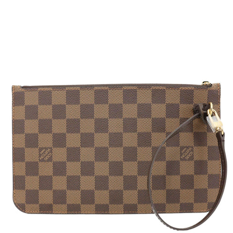 LOUIS VUITTON Neverfull Damier Ebene Wristlet Pouch Brown