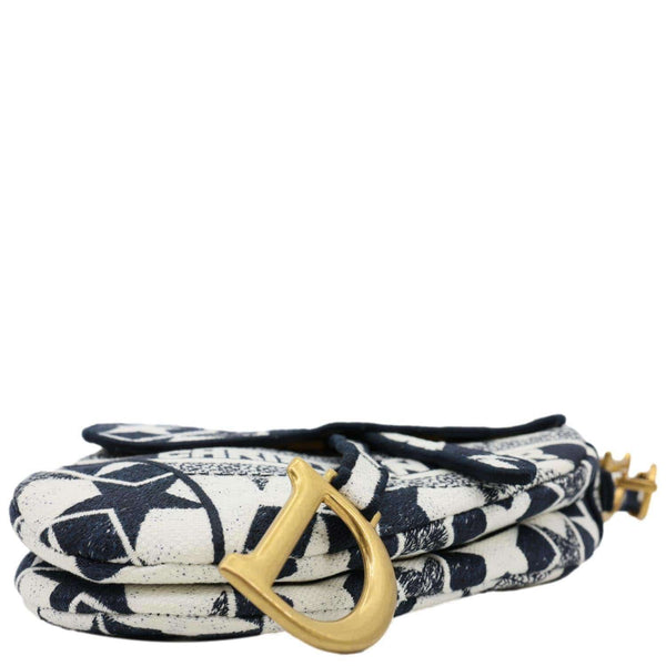 CHRISTIAN DIOR Saddle Embroidered Stars Canvas Hobo Bag White